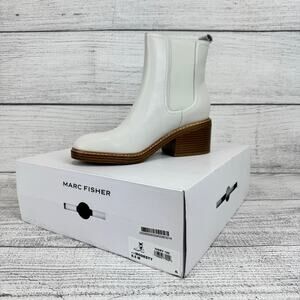 Marc Fisher Women's White Ivory Modesty Leather Chelsea Boots Size 8.5